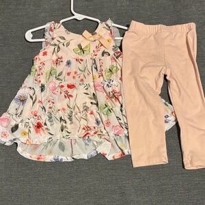 Rare Editions Floral Dress with Pink Accents